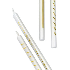 Gold Designs on Ivory Tall Triangular Birthday Candles, Pack of 6