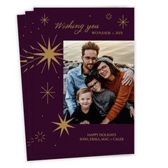 Plum Celestial Wonder Flat Holiday Photo Card