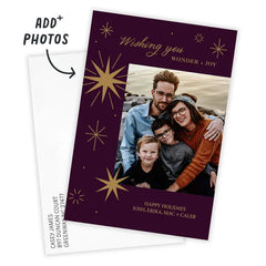 Plum Celestial Wonder Flat Holiday Photo Card