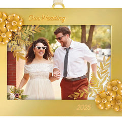 Our Wedding 2025 Metal Personalized Ornament, Custom Photo