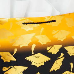 13" Mortarboards on Ombré Large Graduation Gift Bag With Tissue Paper