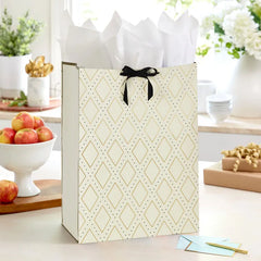 20" Gold Diamonds on Cream Jumbo Gift Bag