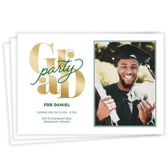 Green Script Flat Graduation Party Invitation