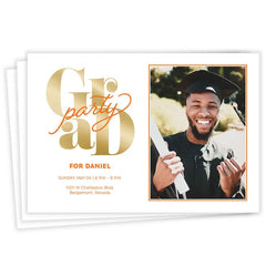 Orange Script Flat Graduation Party Invitation
