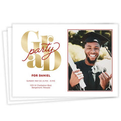 Red Script Flat Graduation Party Invitation