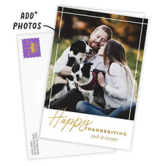 Elegant Gold Lettering Custom Thanksgiving Card