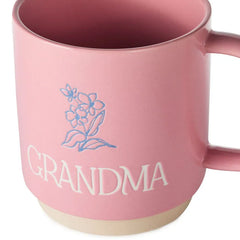Grandma Pink Mug With Flower, 16 oz.