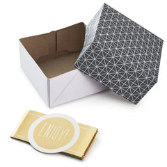 4" Gray Geometric 2-Pack Gift Boxes With Gold Bands