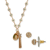 Hallmark x Opry® Sparkly Stud Earrings and Green Bead Necklace Set