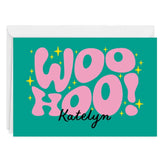 Retro Sparkling Woo Hoo Custom Birthday Card