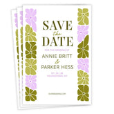 Modern Green and Pink Blossoms Flat Wedding Save the Date