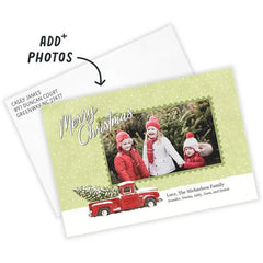 Rustic Red Truck Flat Christmas Photo Card