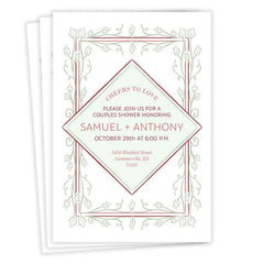 Cheers to Love Vine Border Flat Couples Wedding Shower Invitation