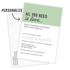 All You Need Is Love Flat Couples Wedding Shower Invitation