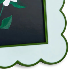 Green and Light Blue Scalloped Square Picture Frame, 4x4