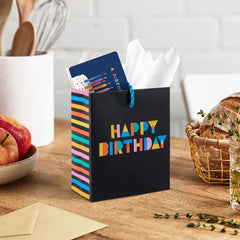 4.6" Colorful Wishes on Black Birthday Gift Card Holder Mini Bag