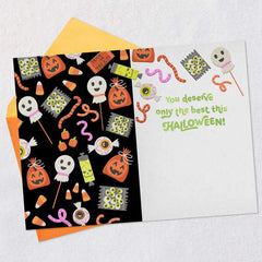 Candy, Fun and Heart Full of Happy Halloween Card for Grandson