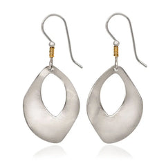 Silver Forest Hammered Silver Metal Open Oval Drop Earrings