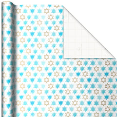 Blue Hanukkah Designs 3-Pack Wrapping Paper Assortment, 120 sq. ft.