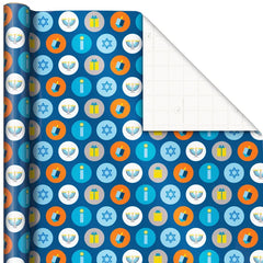 Blue Hanukkah Designs 3-Pack Wrapping Paper Assortment, 120 sq. ft.
