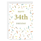 Custom Age With Confetti Custom Birthday Card
