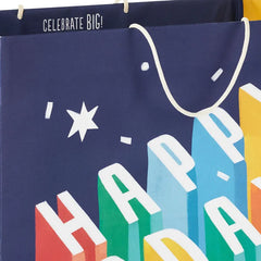15" Uplifted Lettering Extra-Deep Birthday Gift Bag