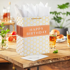 13" Happy Birthday Hexagons Large Gift Bag