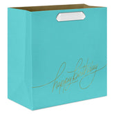 7.7" Happy Birthday on Turquoise Medium Gift Bag