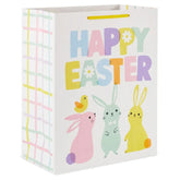 13" Happy Easter With Pastel Bunnies Large Gift Bag