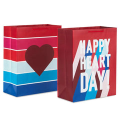 15.5" Happy Heart Day 2-Pack Assorted Extra-Large Gift Bags