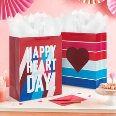 15.5" Happy Heart Day 2-Pack Assorted Extra-Large Gift Bags