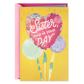 This Is Your Day Heart Balloon Confetti Shaker Birthday Card for Sister