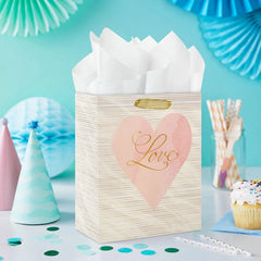 9.6" Love Lettering on Pink Medium Gift Bag