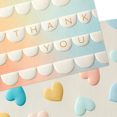 Pastel Hearts and Scallops Assorted Blank Thank You Notes, Pack of 50
