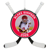 Hockey Star Personalized Photo Ornament, Custom Photo and Text
