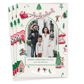 Vintage Holiday Scenes Flat Christmas Photo Card