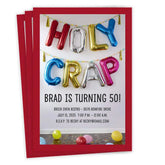 Holy Crap Balloons Flat Birthday Invitation