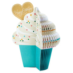 Love to Love You Cupcake With Heart Honeycomb 3D Pop-Up Romantic Birthday Card