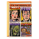 The Season of Terror and Puppies Funny Halloween Card