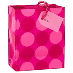 Hot Pink Glitter Dots Gift Card Holder Mini Bag, 4.5"