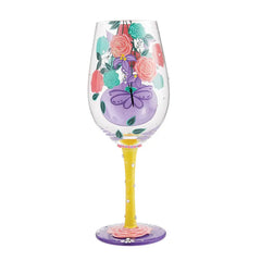 Lolita I (Heart) Mom Handpainted Wine Glass, 15 oz.