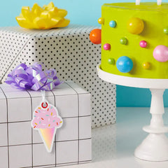 Pink Ice Cream Cone Die-Cut Gift Tag