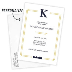 Modern Monogram Flat Graduation Party Invitation
