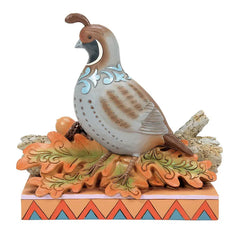 Jim Shore Quail on Autumn Leaves Figurine, 5.67" H