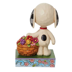 Jim Shore Peanuts Snoopy Basket of Tulips Figurine, 4.9"