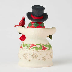 Jim Shore Heartwood Creek Snowman With Garland and Cardinal Figurine, 8.75"