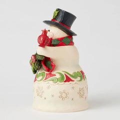 Jim Shore Heartwood Creek Snowman With Garland and Cardinal Figurine, 8.75"