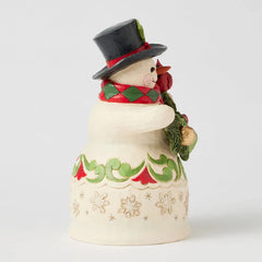 Jim Shore Heartwood Creek Snowman With Garland and Cardinal Figurine, 8.75"