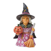 Jim Shore Heartwood Creek Witch Holding Pumpkin Mini Figurine, 3.9"