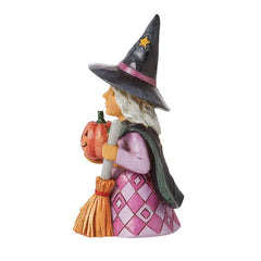 Jim Shore Heartwood Creek Witch Holding Pumpkin Mini Figurine, 3.9"